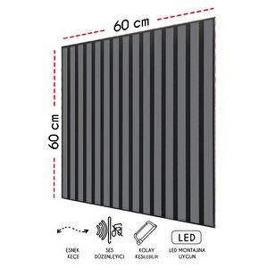 Mdf Akustik Duvar Ve Tavan Kaplama Paneli 60x60 Cm - Antrasit