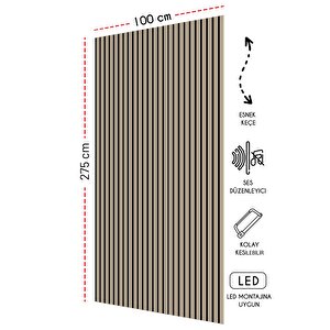 Mdf Ahşap Akustik Duvar Paneli 100x275 Cm - Krem