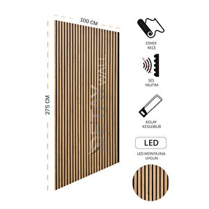 Mdf Ahşap Akustik Duvar Paneli - 60x275 Cm - Safirmeşe