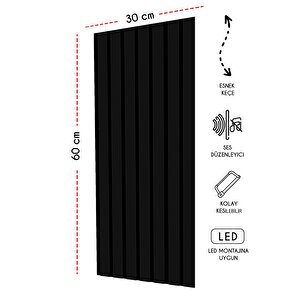 Mdf Akustik Duvar Ve Tavan Kaplama Paneli 30x60 Cm - Siyah