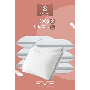 8 Adet Klimax Serisi Kılıflı Fermuarlı Klimali Antialerjik Silikon Elyaf Yastık 50x70cm 900 Gr