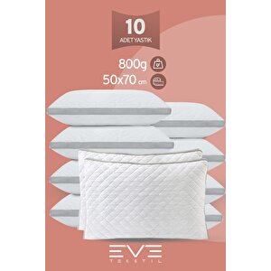 10 Adet Klimax Serisi Kılıflı Fermuarlı Klimali Antialerjik Silikon Elyaf Yastık 50x70cm 900 Gr