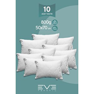 10 Adet Diamant Plus Kılıflı Fermuarlı Yıkanabilir Antialerjik Silikon Elyaf Yastık 50x70cm 800 gr