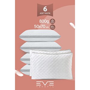 6 Adet Klimax Serisi Kılıflı Fermuarlı Klimali Antialerjik Silikon Elyaf Yastık 50x70cm 900 Gr