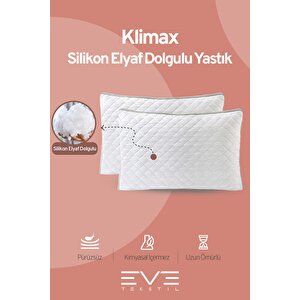 6 Adet Klimax Serisi Kılıflı Fermuarlı Klimali Antialerjik Silikon Elyaf Yastık 50x70cm 900 Gr