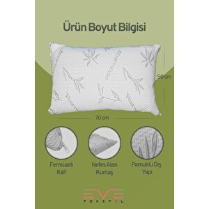 4 Adet Bamboo Gri Serisi Kılıflı Fermuarlı Yıkanabilir Antialerjik Silikon Elyaf Yastık 50x70cm 800 Gr