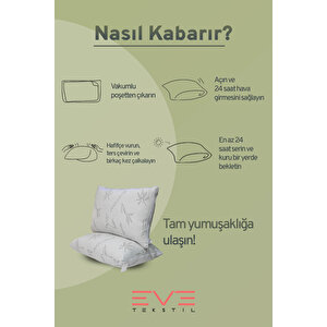 2 Adet Bamboo Gri Serisi Kılıflı Fermuarlı Yıkanabilir Antialerjik Silikon Elyaf Yastık 50x70cm 800 Gr
