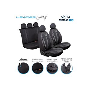 Chevrolet Aveo Lüx Deri Detaylı Oto Koltuk Kılıfı Ön Arka Takım Vista Serisi Si̇yah Siyah