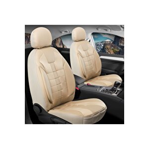 Kia Sorento Lüx Deri Detaylı Oto Koltuk Kılıfı Ön Arka Takım Vista Serisi Bej Bej