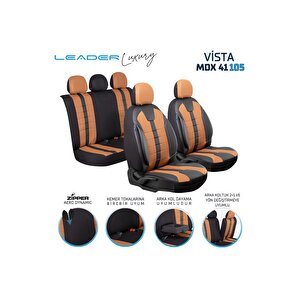 Kia Retona Lüx Deri Detaylı Oto Koltuk Kılıfı Ön Arka Takım Vista Serisi Tarçin Tarçın