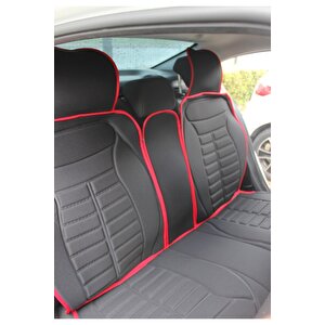 Dodge Caliber Lüx Oto Koltuk Minderi Ön Arka 5'li Set Five Star Serisi Si̇yah Kirmizi Siyah - Kırmızı