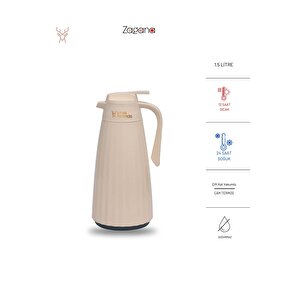 Zagana Serisi Cam Termos 1.5 Litre - Krem Stk-6162 Krem