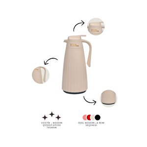 Zagana Serisi Cam Termos 1.5 Litre - Krem Stk-6162 Krem