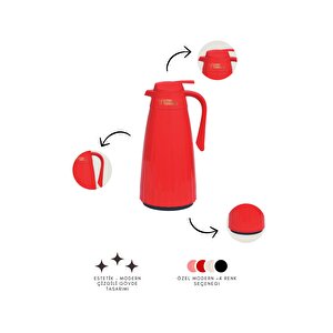 Zagana Serisi Cam Termos 1.5 Litre - Kırmızı Stk-6162 Kırmızı