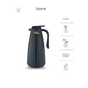 Zagana Serisi 1.5 Litre Cam Termos - Siyah Siyah