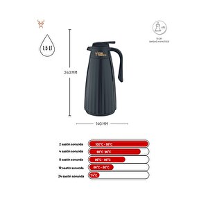 Zagana Serisi 1.5 Litre Cam Termos - Siyah