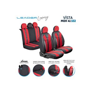 Volvo Xc40 Lüx Deri Detaylı Oto Koltuk Kılıfı Ön Arka Takım Vista Serisi Kirmizi Kırmızı