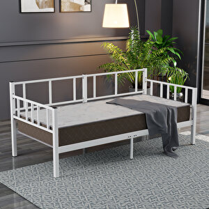 Daybed, Doruk, Metal Karyola, Sedir Karyola, 90x190 Cm, Beyaz Renk