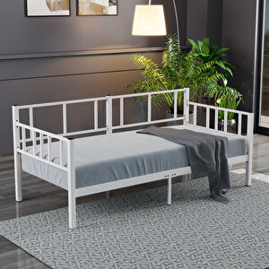 Daybed, Doruk, Metal Karyola, Sedir Karyola, 90x200 Cm, Beyaz Renk