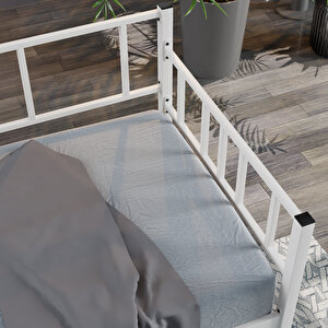 Daybed, Doruk, Metal Karyola, Sedir Karyola, 90x200 Cm, Beyaz Renk