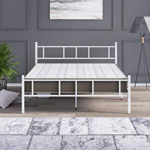 Metal Karyola, Akın Metal Karyola, 140x200 Cm Beyaz, Ferforje Karyola