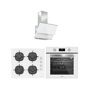 3490 Oslo - Cs5335w01 - Bo6502w02 Beyaz Cam Ankastre Set
