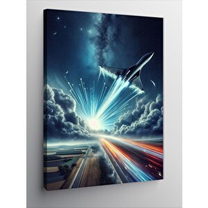 Kanvas Tablo Jet Ve Bulutlar 50x70 cm