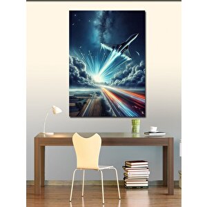 Kanvas Tablo Jet Ve Bulutlar 100x140 cm
