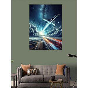 Kanvas Tablo Jet Ve Bulutlar 100x140 cm