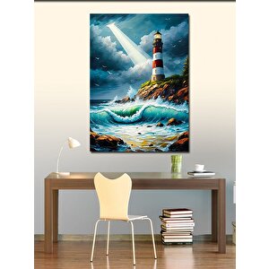 Kanvas Tablo Fırtınalı Deniz Feneri 70x100 cm