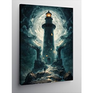 Kanvas Tablo Fırtınalı Deniz Feneri 70x100 cm