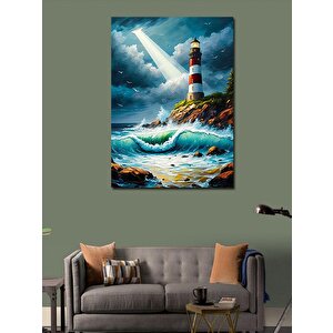 Kanvas Tablo Fırtınalı Deniz Feneri 50x70 cm