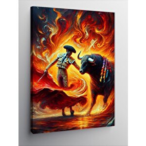 Kanvas Tablo Alevler İçinde Matador 100x140 cm