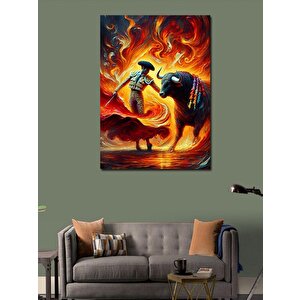 Kanvas Tablo Alevler İçinde Matador 100x140 cm