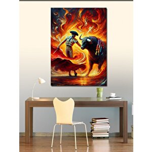 Kanvas Tablo Alevler İçinde Matador 70x100 cm