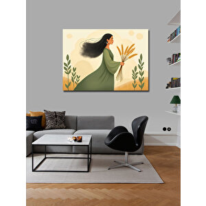 Kanvas Tablo Kadın Figürü Ve Buğday Tarlası 70x100 cm