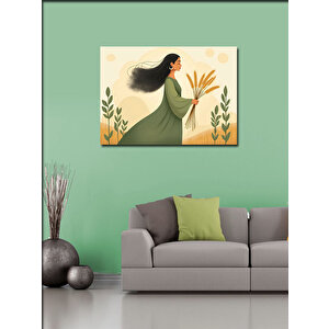 Kanvas Tablo Kadın Figürü Ve Buğday Tarlası 70x100 cm