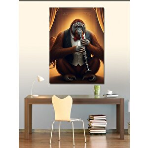 Kanvas Tablo Klarnet Çalan Goril 70x100 cm