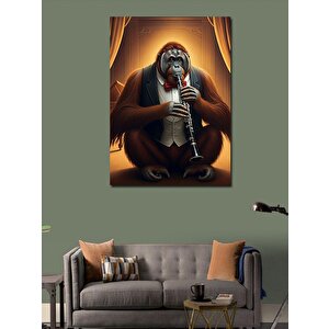 Kanvas Tablo Klarnet Çalan Goril 70x100 cm