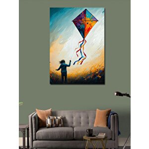 Kanvas Tablo Uçurtma Uçuran Çocuk 50x70 cm