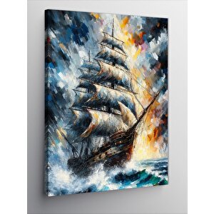Kanvas Tablo Fırtınalı Yelkenli 70x100 cm
