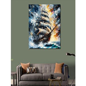 Kanvas Tablo Fırtınalı Yelkenli 70x100 cm