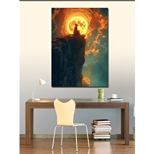 Kanvas Tablo Uçurumda Oturan Kadın 100x140 cm