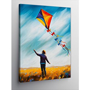 Kanvas Tablo Uçurtma Uçuran Çocuk 100x140 cm