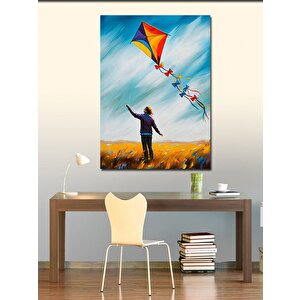 Kanvas Tablo Uçurtma Uçuran Çocuk 100x140 cm