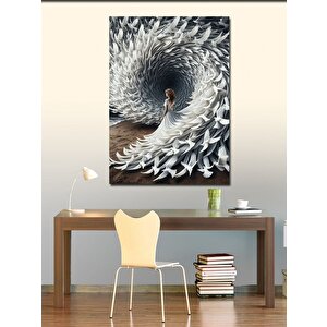Kanvas Tablo Beyaz Spiral Martılar Ve Kadın 50x70 cm