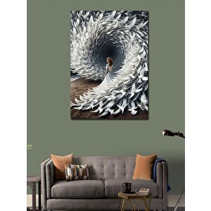 Kanvas Tablo Beyaz Spiral Martılar Ve Kadın 50x70 cm