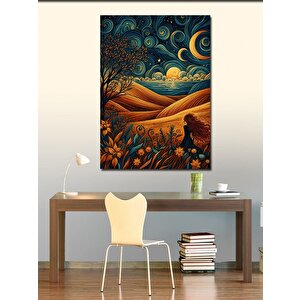 Kanvas Tablo Desenli Gökyüzü Ve Tarladaki Kadın 50x70 cm