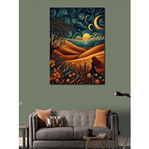 Kanvas Tablo Desenli Gökyüzü Ve Tarladaki Kadın 100x140 cm