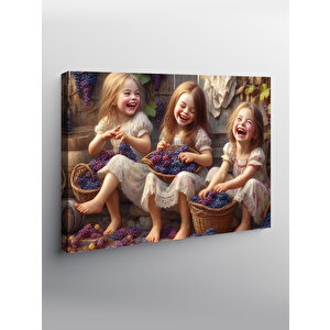 Kanvas Tablo Çocuklar Ve Sepet Figürü 50x70 cm